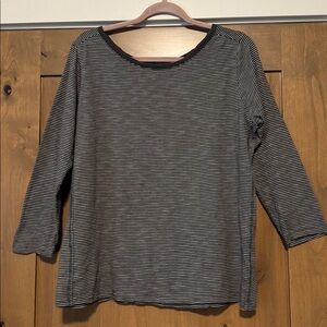 Pact Organic Cotton T Shirt Top Womens M 3/4 Sleeve Striped Pullover Casual